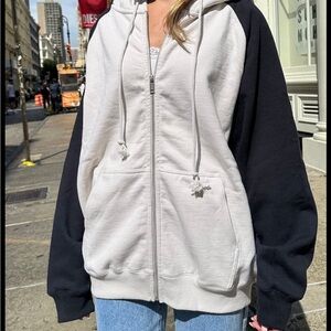 Brandy Melville “Christy” Color Block Zip Up Hoodie